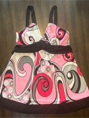 Vintage Y2K Capia Psychedelic Swirl Halter Top-Medium